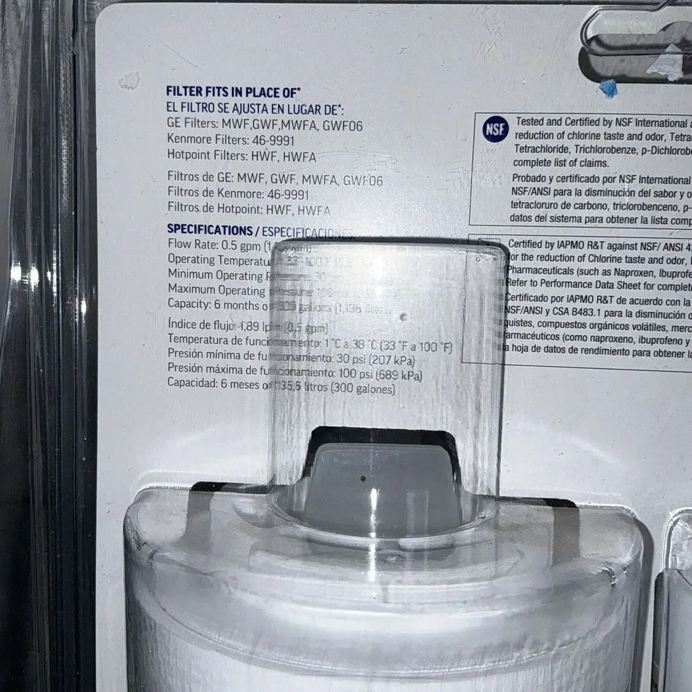 Project Source Refrigerator Water Filter #3846776 G-1-2 fits GE MWF - 2-Pack NEW